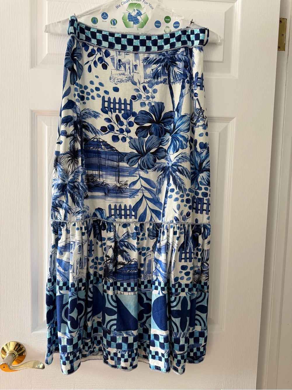 House of Harlow 1960 Blue and White Floral Tiered Maxi Skirt